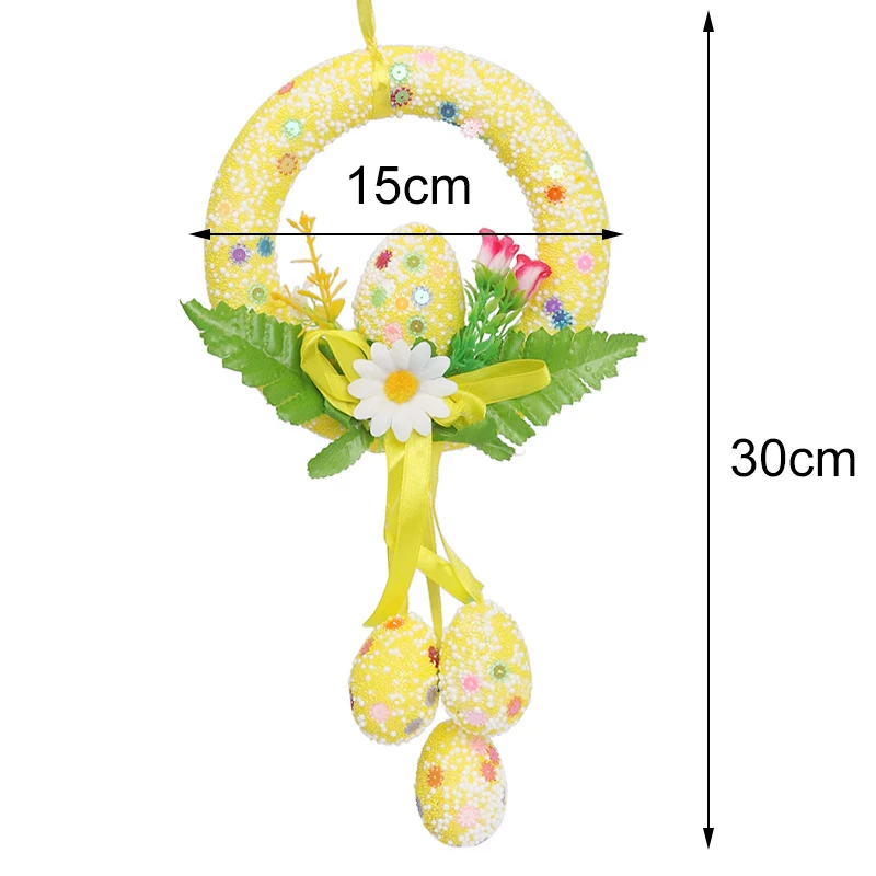 4Pcs Easter Egg Decorations Garland DIY Round Bunny Ring Egg Crafts for Family Kindergarten