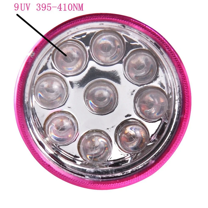 ●UV 9 LED Nail Lamp,Professional Dryer Curing Gel Polish Light Handheld Dryer Flashlight Professional Nail Art Tools,Pink-A57M