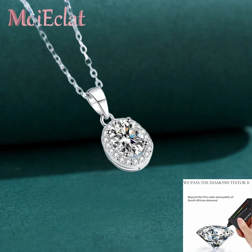 Oval Fine Jewelry Necklaces, PT950 Platinum Women, Pigeon Egg Moissanite Diamond 1CT Pendant, Engagement Girl Wedding Party