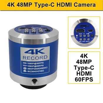 4K 48MP Microscope Camera Type-C HDMI Microscopic Camra Sony Sensor HD Industrial Soldering Microscope Camera EU/US Adapter