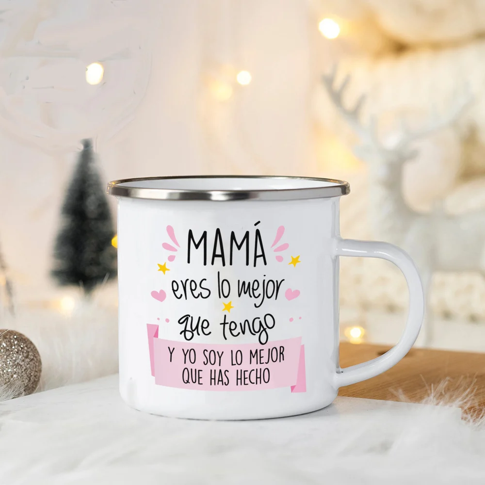 World\'s Best Dad and Mom Print Coffee Mug Unique Fathers Day Gift and Mothers Day Gifts Drink Wine Juice Tea  Enamel Mug Present