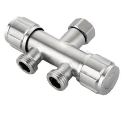 1PC Bibcock 304 Stainless Steel Washing Machine Faucet One-in 2-Out Double Outlet Adapter Tap Thread G1/2'
