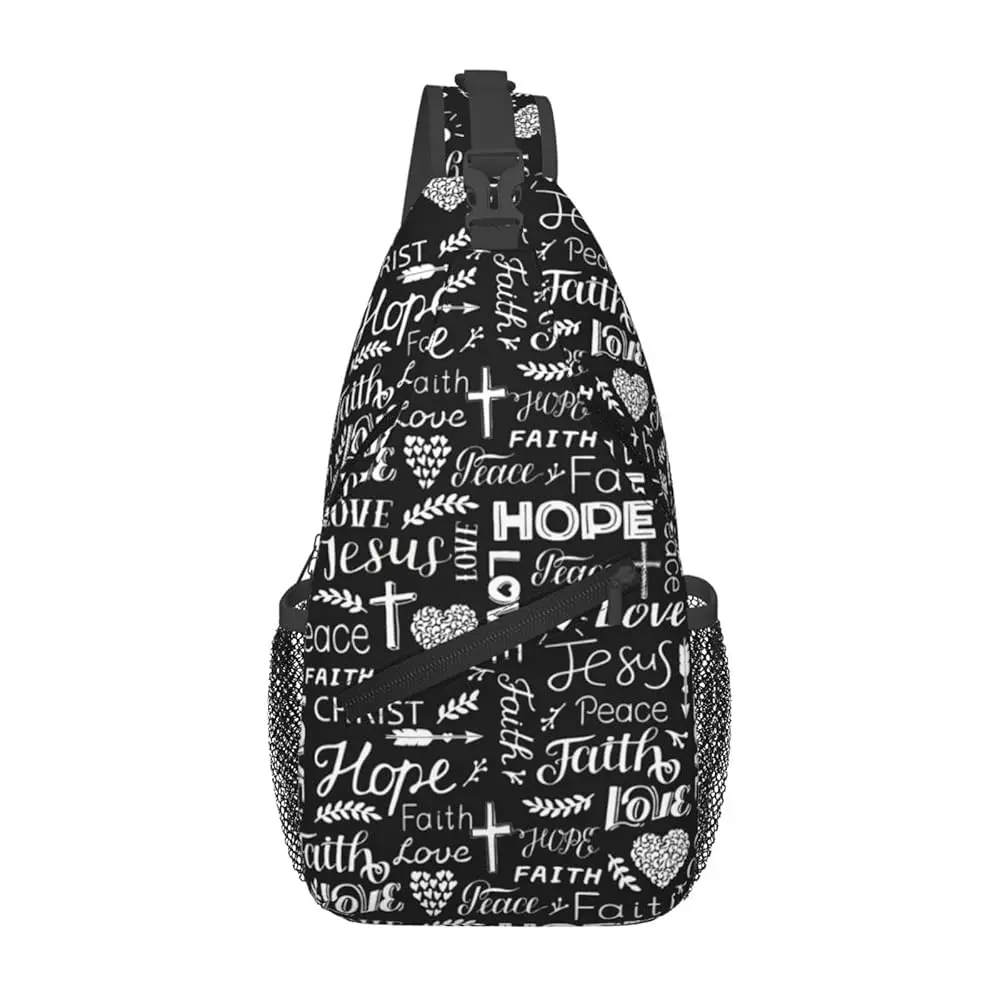 

Christian Jesus Cross Crossbody Sling Bag For Women Men Adjustable Chest Bag Cute Shoulder Backpack Daypack For Sport Travel