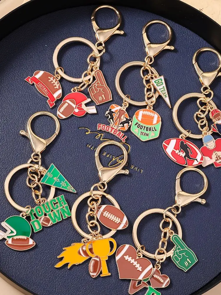 Aihua Emaille American-Football-Schlüsselanhänger für Frauen und Mädchen, Sportliebhaber, Fußball-Schlüsselanhänger, Handtaschenanhänger, Modeschmuck, Geschenke – Detail 1