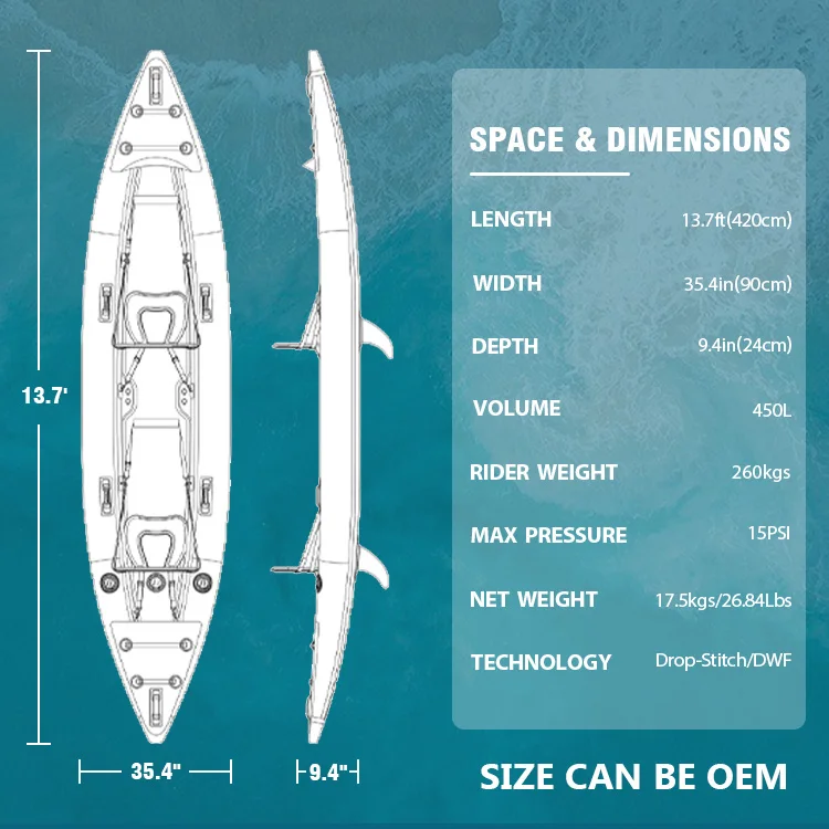 Factory Custom 2‑Person Drop‑Stitch Floor Inflatable Fishing Kayak Lightweight Stable for River Lake Drifting OEM Wholesale - view 2