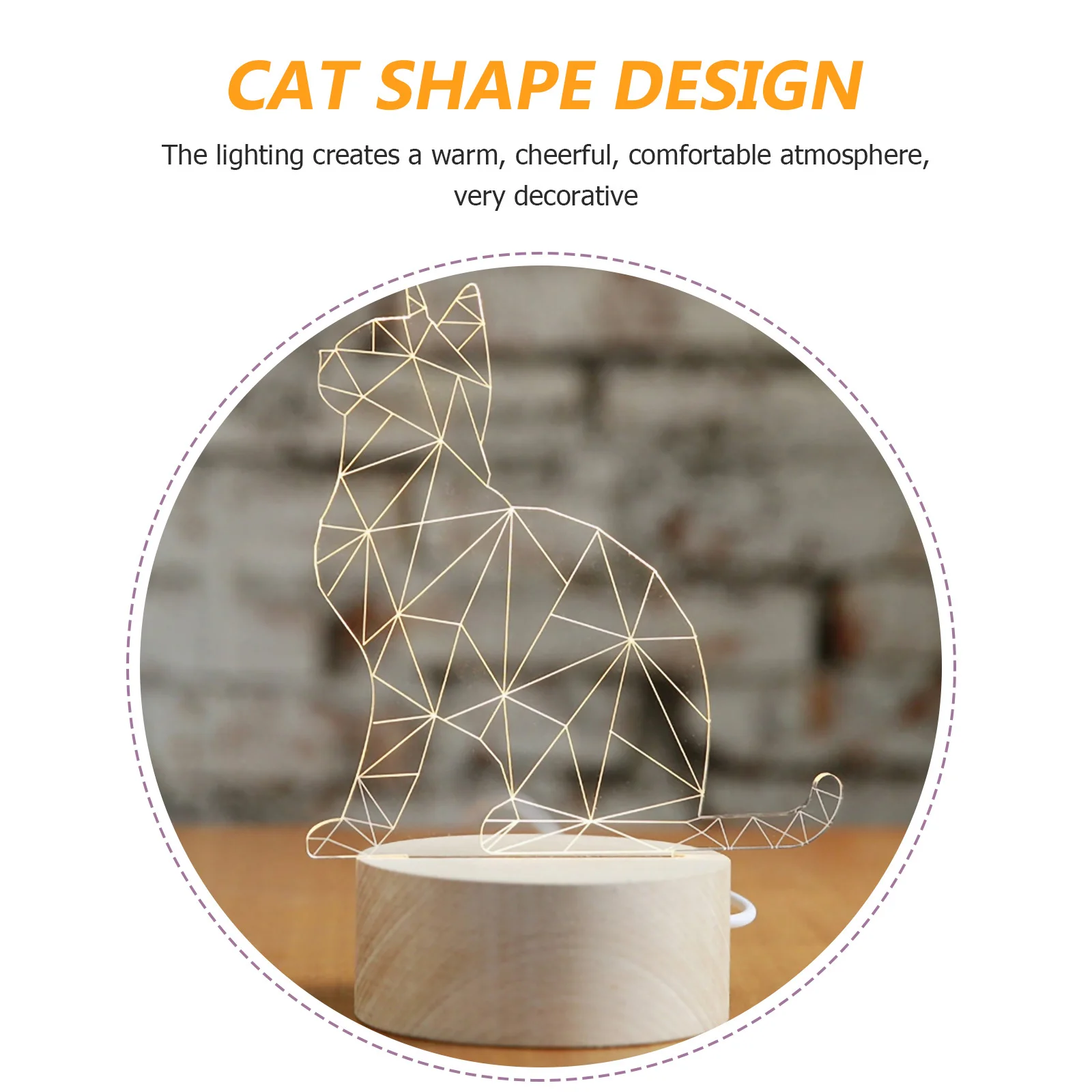 مصباح قطة ثلاثي الأبعاد فريد من نوعه، ضوء سطح المكتب LED للديكور الداخلي، تأثير إضاءة مريح، تصميم كرتوني، ضوء ليلي ثلاثي الأبعاد #6