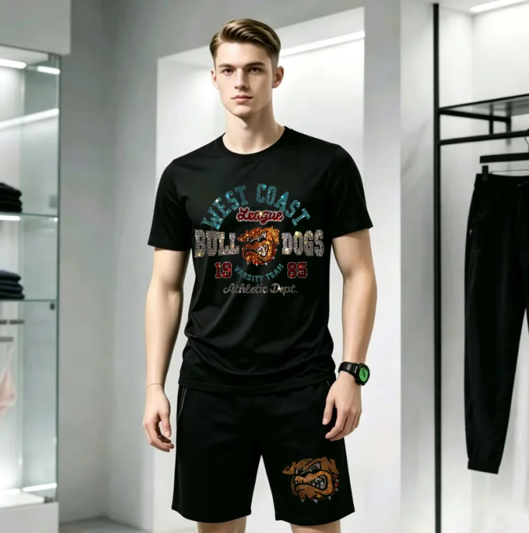 2026 Outfit - Designer Rhinestones Decorated Tracksuit Breathable Fabric Perfect for Men Stylish & Comfortable men sets