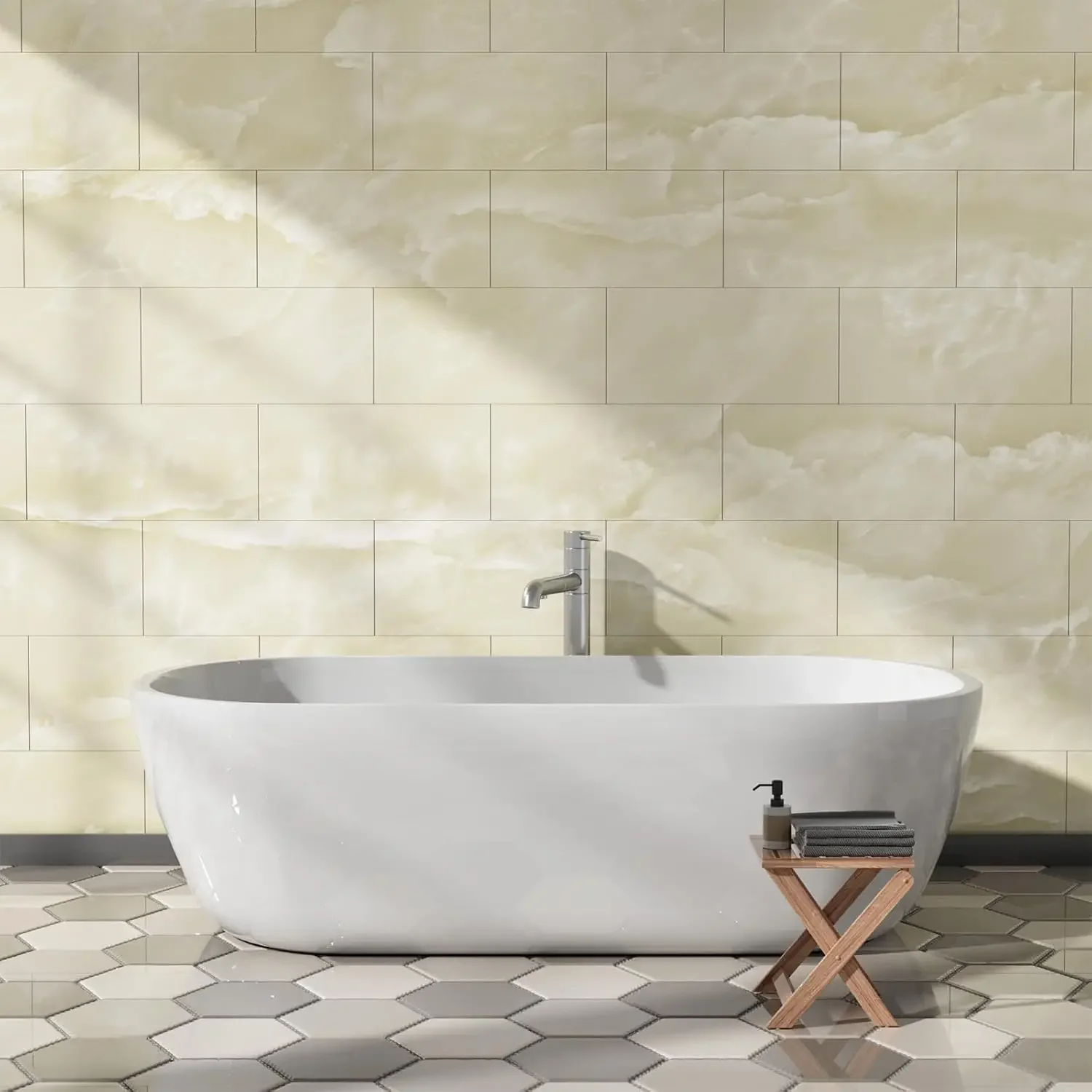 Marmurowe panele ścienne Peel and Stick, wodoodporne panele łazienkowe Backsplash Tile, 12 sztuk 23,6 x 11,8 cala (pokrywy 23,2 mQ)