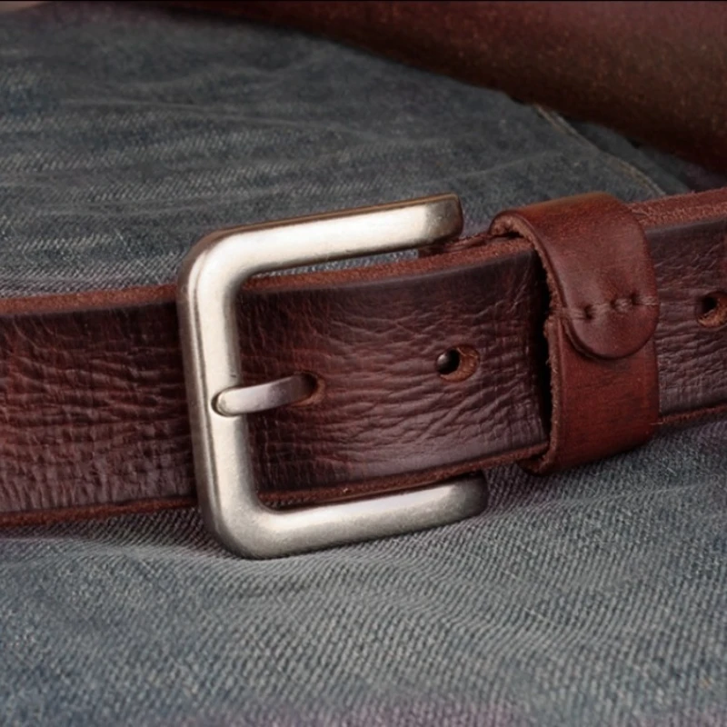 

3.3cm Man High Quality Cowhide Belt Men's Genuine Leather Top Layer Pure Leather Pin Buckle Jeans Fashion Casual Strap Belts