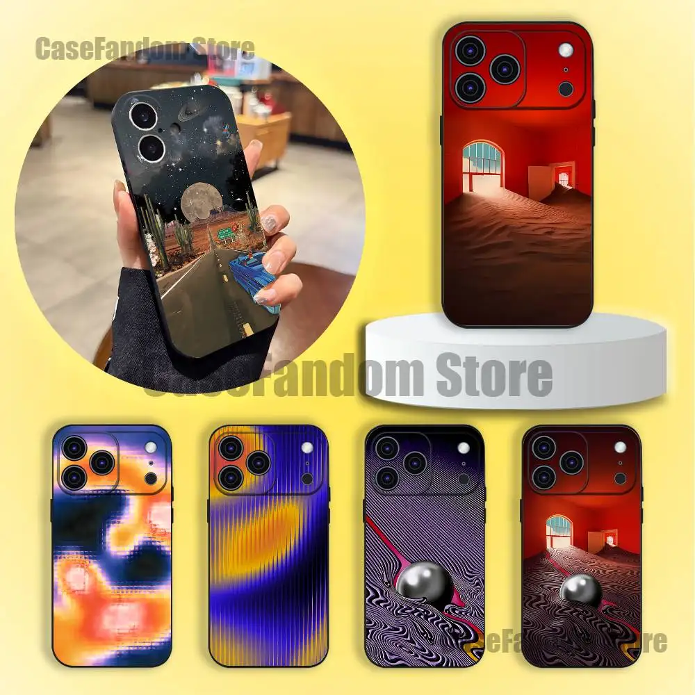 

Tame Impala Psychedelic Art For iPhone 17,16,15,14,13,12,11,Pro,Max,Plus Black Soft Cover Phone Case
