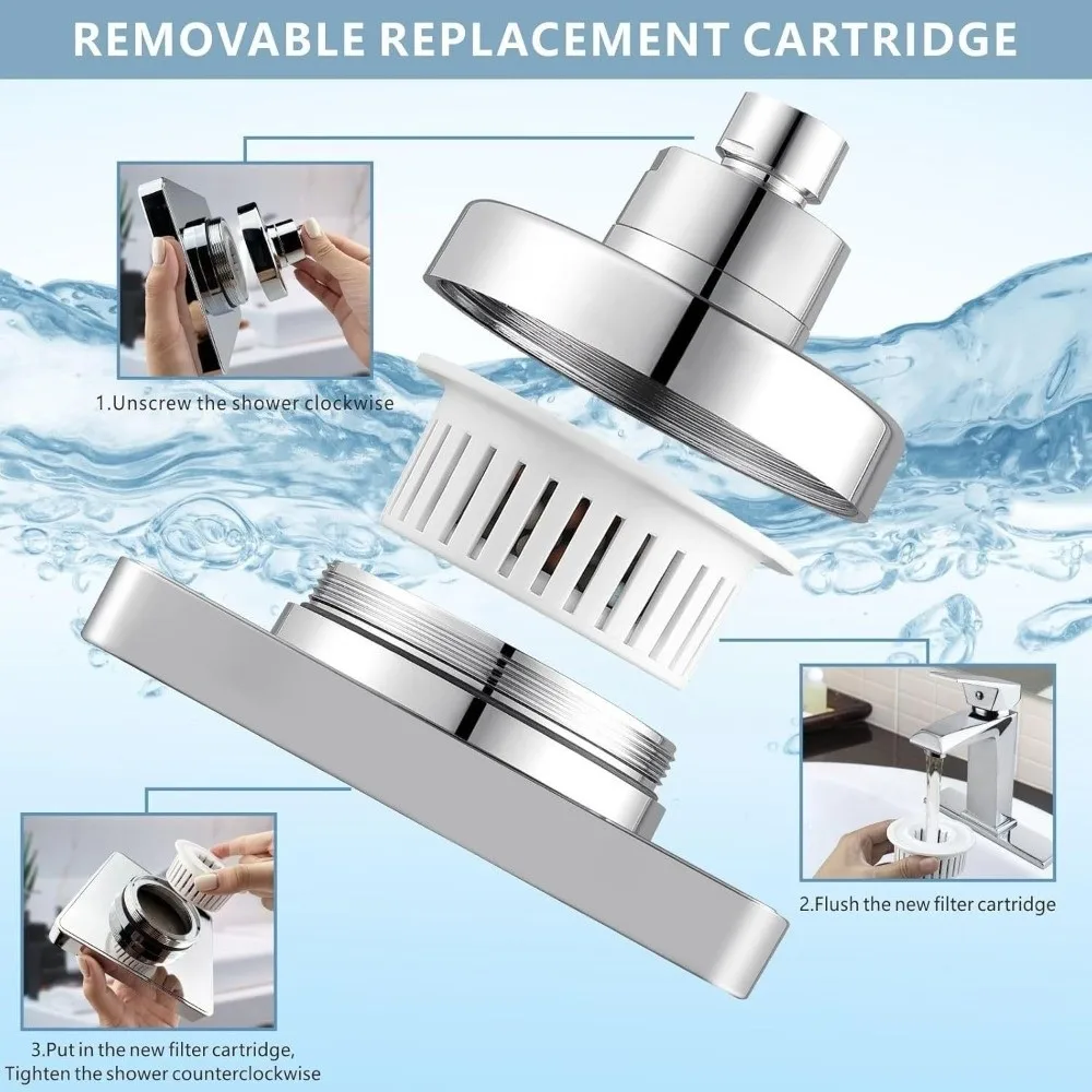 

Plastic Rainfall Shower Head Anti-Clogging High Pressure Waterfall Shower Head Easy Install Water Saving Top Spray Shower