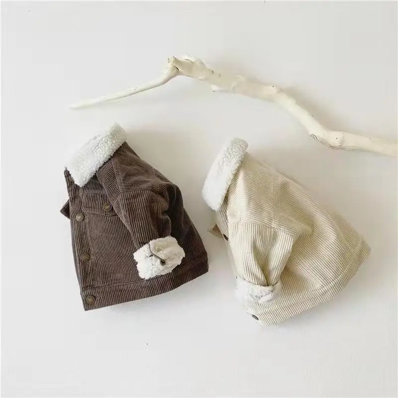 Marca velluto a coste neonate ragazzi giacca neonato bambino bambini cappotto autunno inverno caldo addensare bambini capispalla vestiti per 0-5 anni