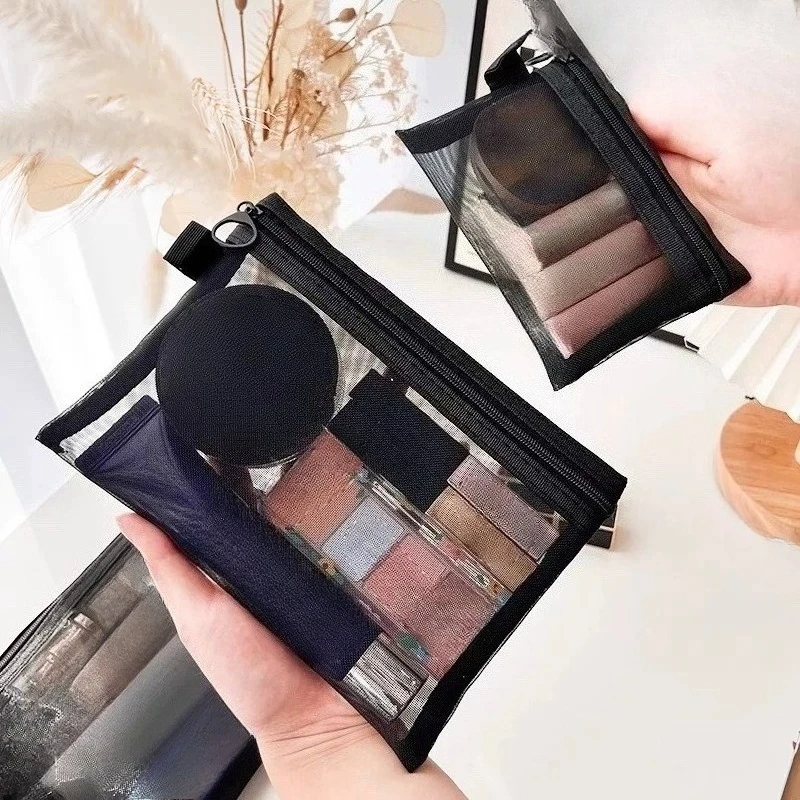 Nylon Mesh Cosmetic Bag Portable Travel Toiletry Organizer Makeup Bags Multifunctional Women Lipstick Key Coin Purse Pouch