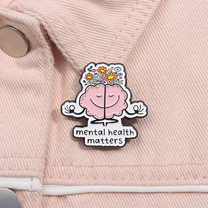 Mental Health Matters Brain Enamel Pin Brooch Pines Lapel Pins Badge on Backpack Clothes Accessories Fashion Jewelry Kids Gift