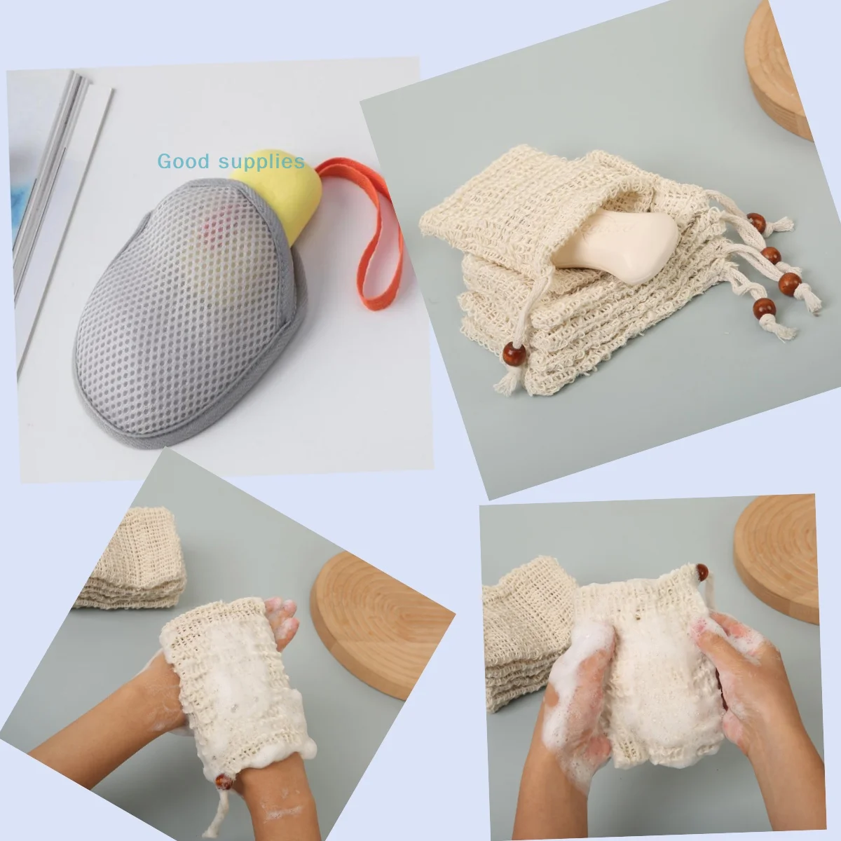 

1 PCS Bath Cleansing Foaming Net Double-Sided Square/Oval Soap Bag Body Exfoliating Scrubber Sponges Bathroom Mesh Soap Pocket