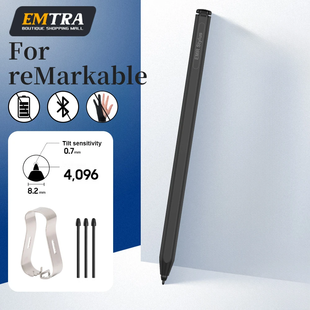 

Стилус EMR Pen для reMarkable 2 с чувствительностью к нажатию 4096 уровней, функцией стирания, защитой от случайных касаний ладонью, для плавного письма и рисования на бумаге reMarkable.