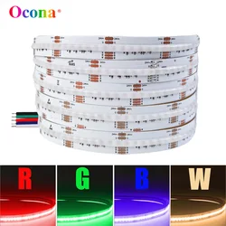 OCONA-COB RGBW flexível LED Strip Lights, fita de fita, TV Backlight, alto CRI, R90, RGB + 3000K, branco quente, 840LED/m, 24V, 12mm