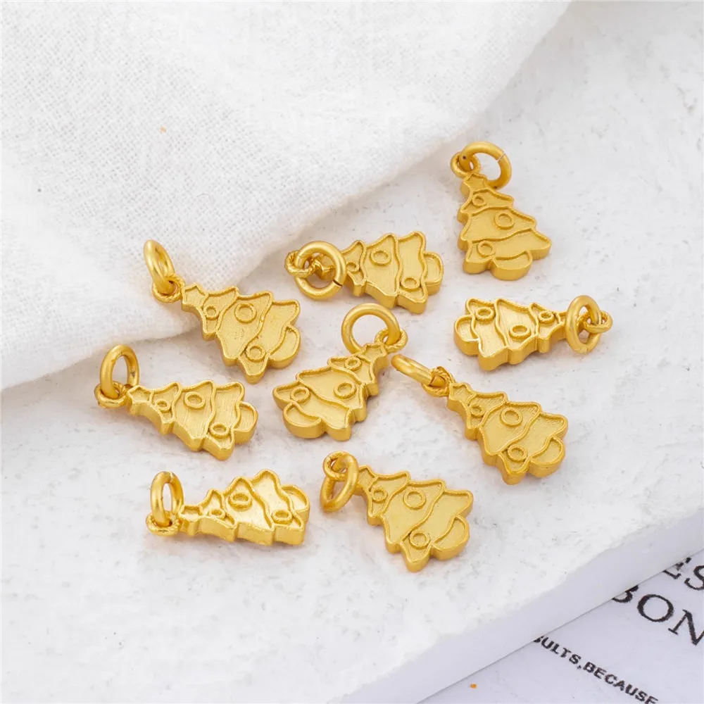 

18K Plated Matte Gold Christmas Tree Pendant, DIY Jewelry Accessories, Shirt Tree, Ancient Gold, 8*13mm