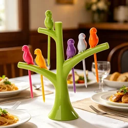 Tenedores de frutas de animales, juego de vajilla, tenedor de postre, palillo de dientes, herramienta de fiesta de dibujos animados