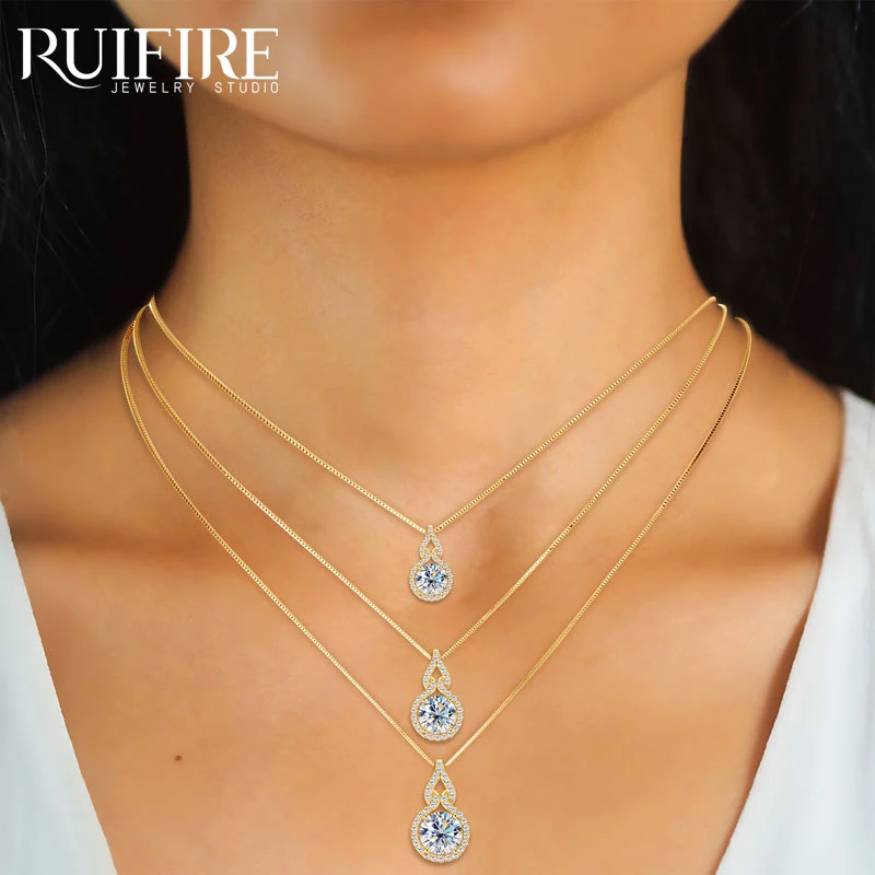

RUIFIRE Gourd Moissanite Pendant Necklaces Women Fine Jewelry 925 Sterling Silver Charming Anniversary Gift Trendy Party Choker