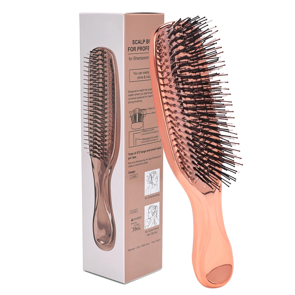 

Luxury Electroplated Massage Comb Air Cushion Wet/Dry Hair Scalp Cleansing Comb Upscale Fine Tooth Styling Tool