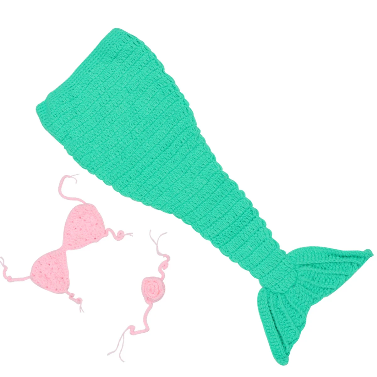 دعائم تصوير للأطفال، عصابة رأس كروشيه حورية البحر، ذيل حمالة صدر، جودة عالية، مريحة، متينة، سهلة الغسل، صورة رائعة #6