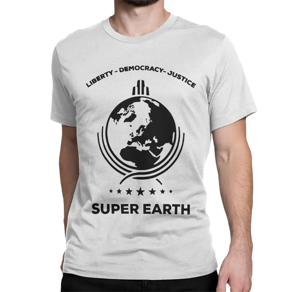 Men's T-Shirt Helldivers Super Earth Divinngg Into Hell Fun Cotton Tees Short Sleeve Video Game T Shirts O Neck Tops Plus Size