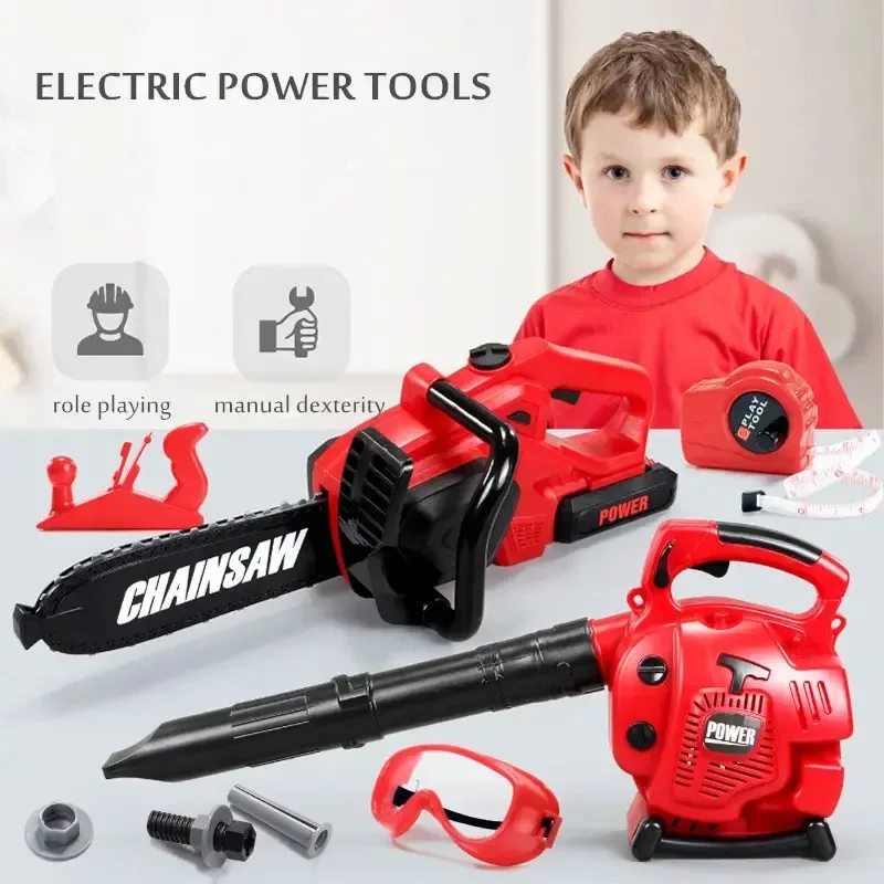 Tamanho grande crianças motosserra eletrônica crianças jogar ferramentas fingir jogar kits serra elétrica crianças simulado jogar casa brinquedos