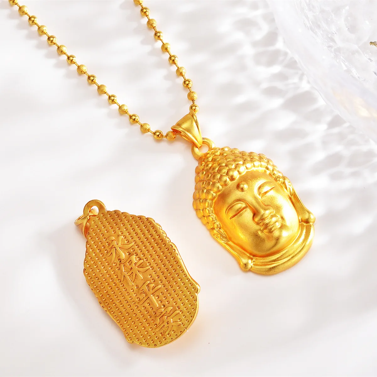 AU999 gold Buddha head necklace pendant for men and women, domineering boss chain, 24k pure gold necklace, real gold pendant