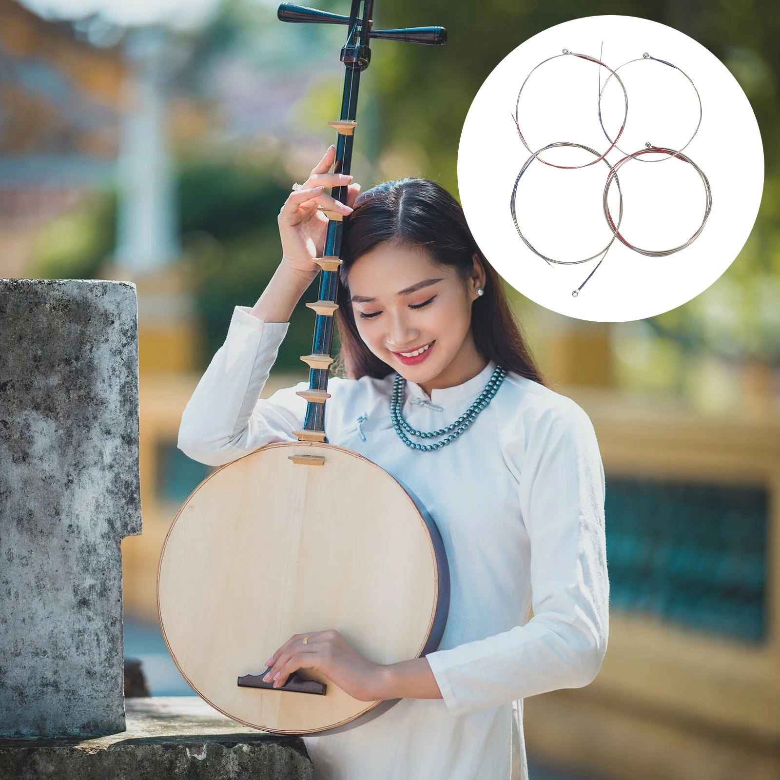 

4 Pcs Middle Ruan Strings Instrument Accessory Zhongruan Accessories Guitar Parts Supply Alloy Material