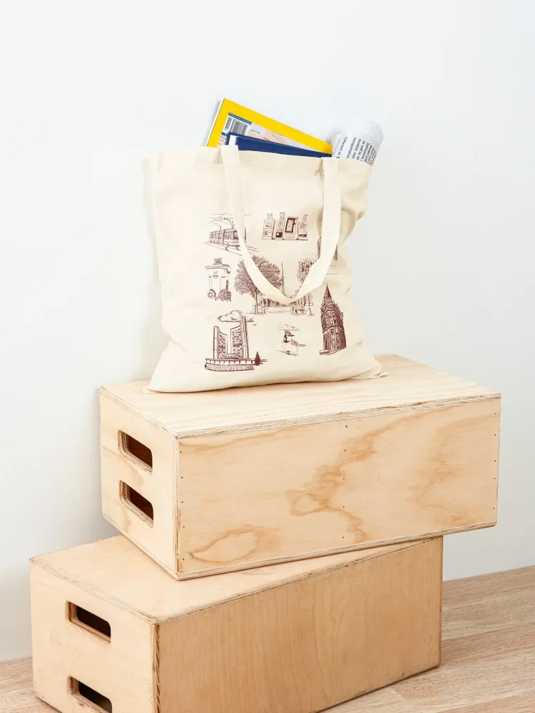 Toronto Toille De Jouy - Red and White Tote Bag Gift bag tote bags men shopping cart bags bags luxury women