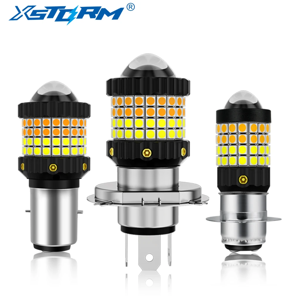 H4 BA20D P15D LED Motorcycle Headlight Bulbs 12-80V 20000LM LED Moto Lights Hi Lo Beam White Yellow Lamp for Motobike Scooter