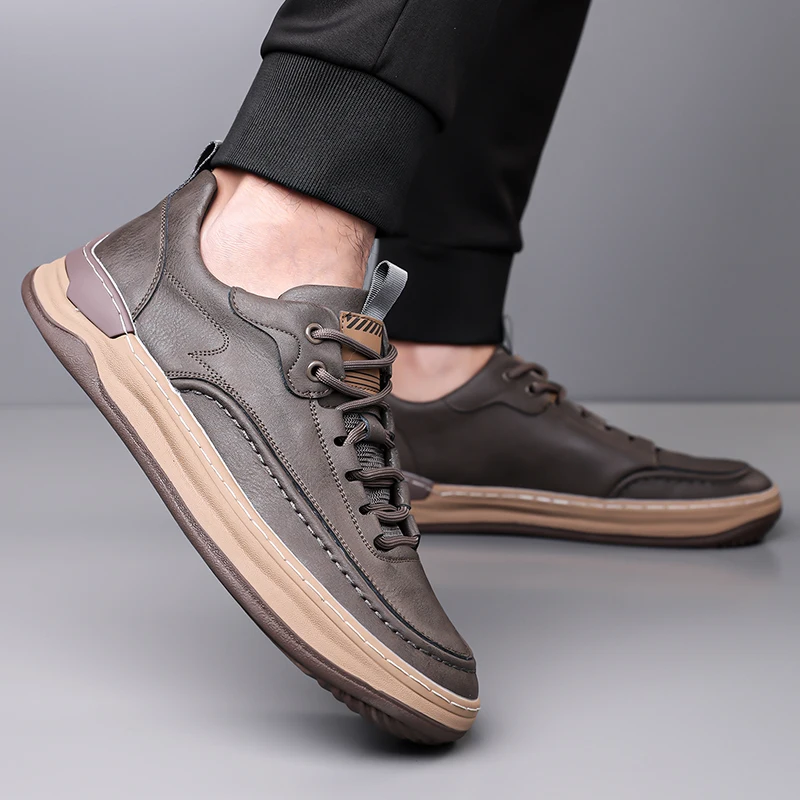 

Удобная высококачественная противоскользящая износостойкая спортивная обувь для отдыха на плоской подошве, оксфорды, мужские дорожные прогулочные кожаные туфли