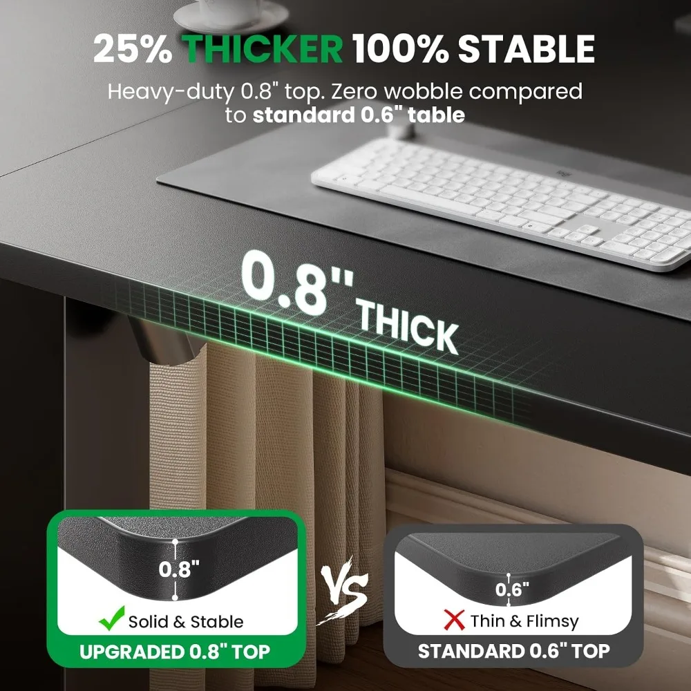 Electric Standing Desk 48 x 24 Inch with 0.8 Inch Thick Tabletop