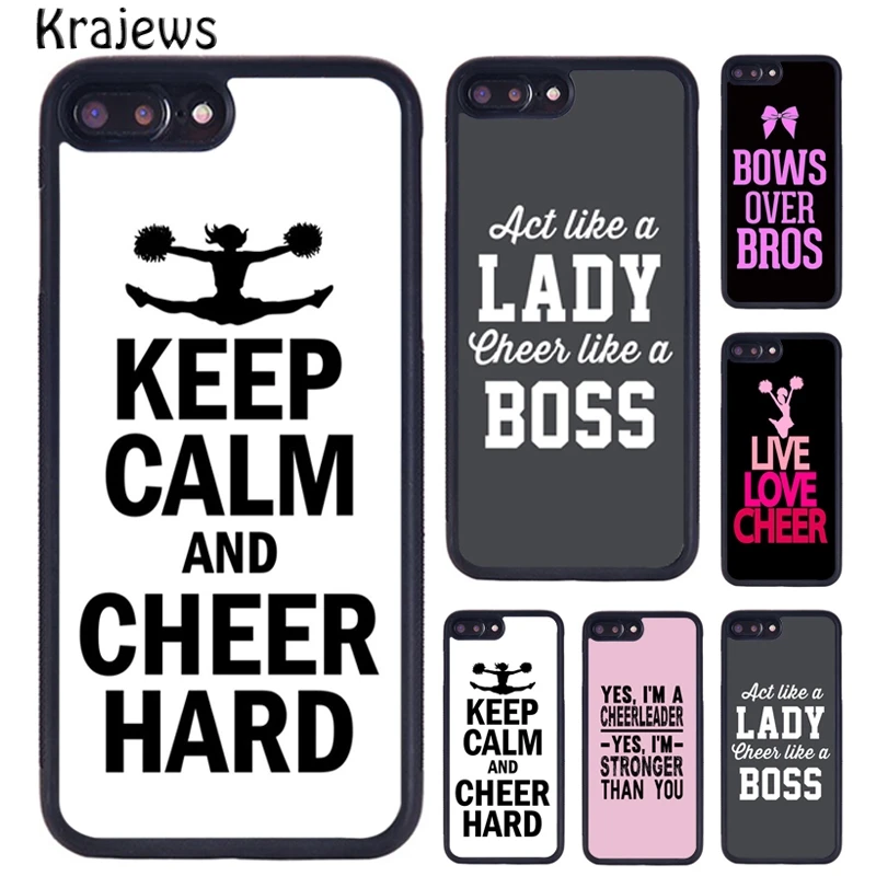 Krajews Cheerleader Cheer Bow Quote Phone Case For iPhone 16 15 14 Plus 11 12 mini 13 Pro XR XS Max cover coque