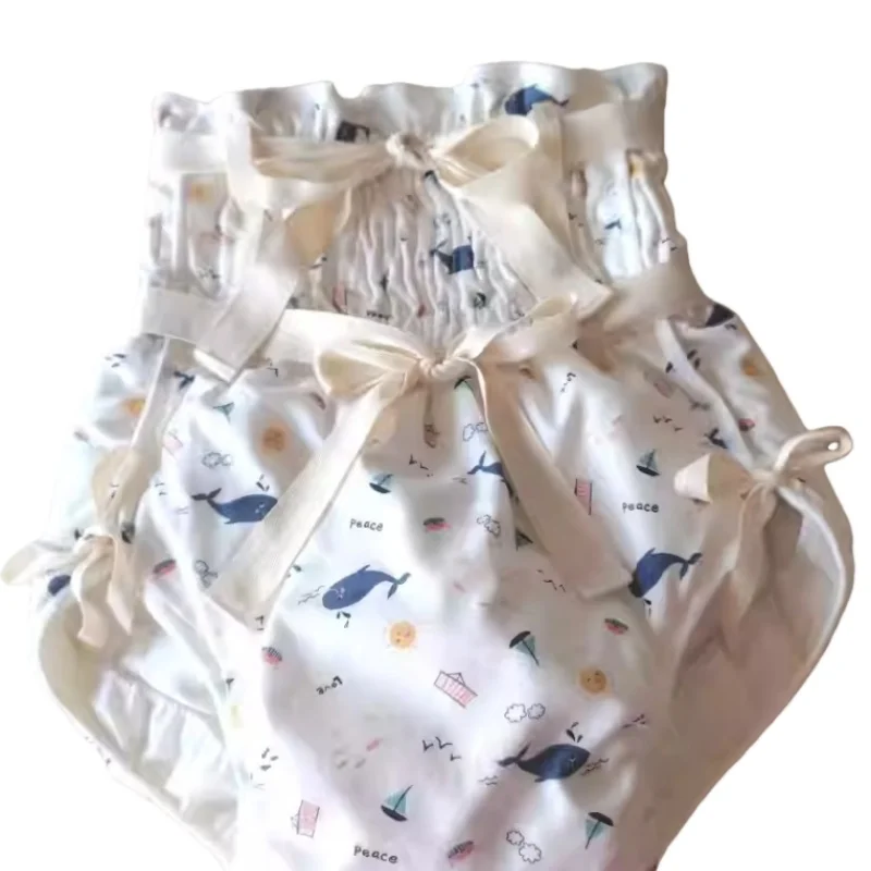 

Cotton Cute Cartoon Printing High-Waisted ABDL Thick Absorbent Cotton Diaper Pants Waterproof Reusable Briefs DDLG Adult Panties