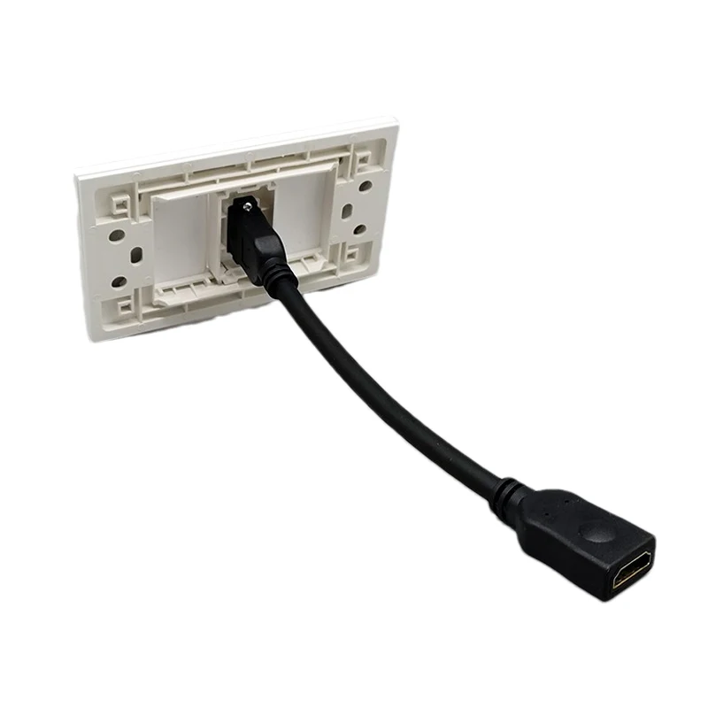 One Gang Pass Through HDMI2.0 US Standard Wall Faceplate Socket With HDMI Outer Cord For Audio Video Machine Connector Panel