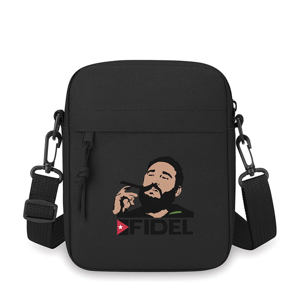 

Man smoking a cigar,with name Fidel Men Crossbody Bag Single Shoulder Women Cartoon Anime Film Printing Design Unisex