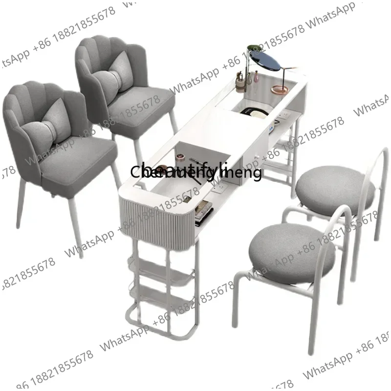 zS173Z Cream style manicure table white Japanese economical glass single double set light luxury simple