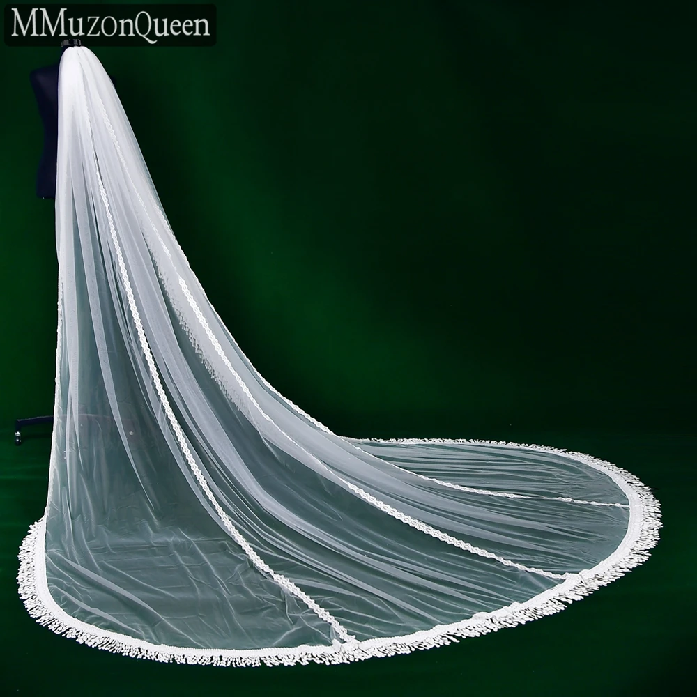 MZA18-Voile de Mariage en Dentelle Royale, 1 Couche avec Peigne, Tulle Doux, Long, pour Mariée