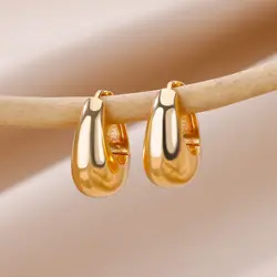 Vintage Stainless Steel Earrings for Women Minimalist Gold Color Earring Trendy Designer Jewelry Accessories Free Gift Aretes