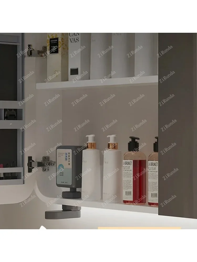 Armário de espelho de banheiro inteligente montado na parede armário de espelho de desembaçamento com luz elegante e simples móveis para casa