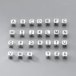 100% Real Sterling 925 Silver Accaccessories 26 Letters Square Bead Charm Pendant For Bracelets and Necklaces Key Diy Material