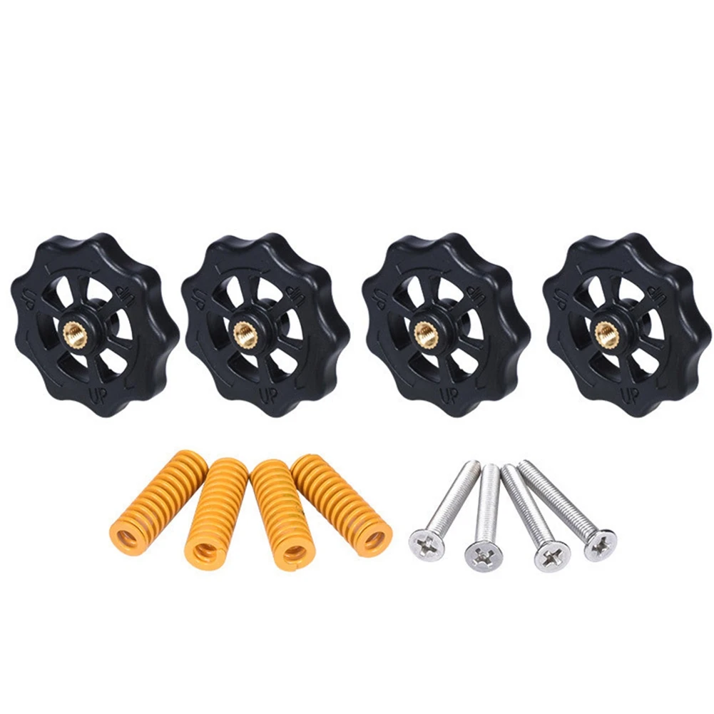 4Pcs Upgraded Hand Twist Leveling Nut Diameter 40mm + 4Pcs Hot Bed Spring + 4Pcs M4X35mm Screws for CR10 3D Printer