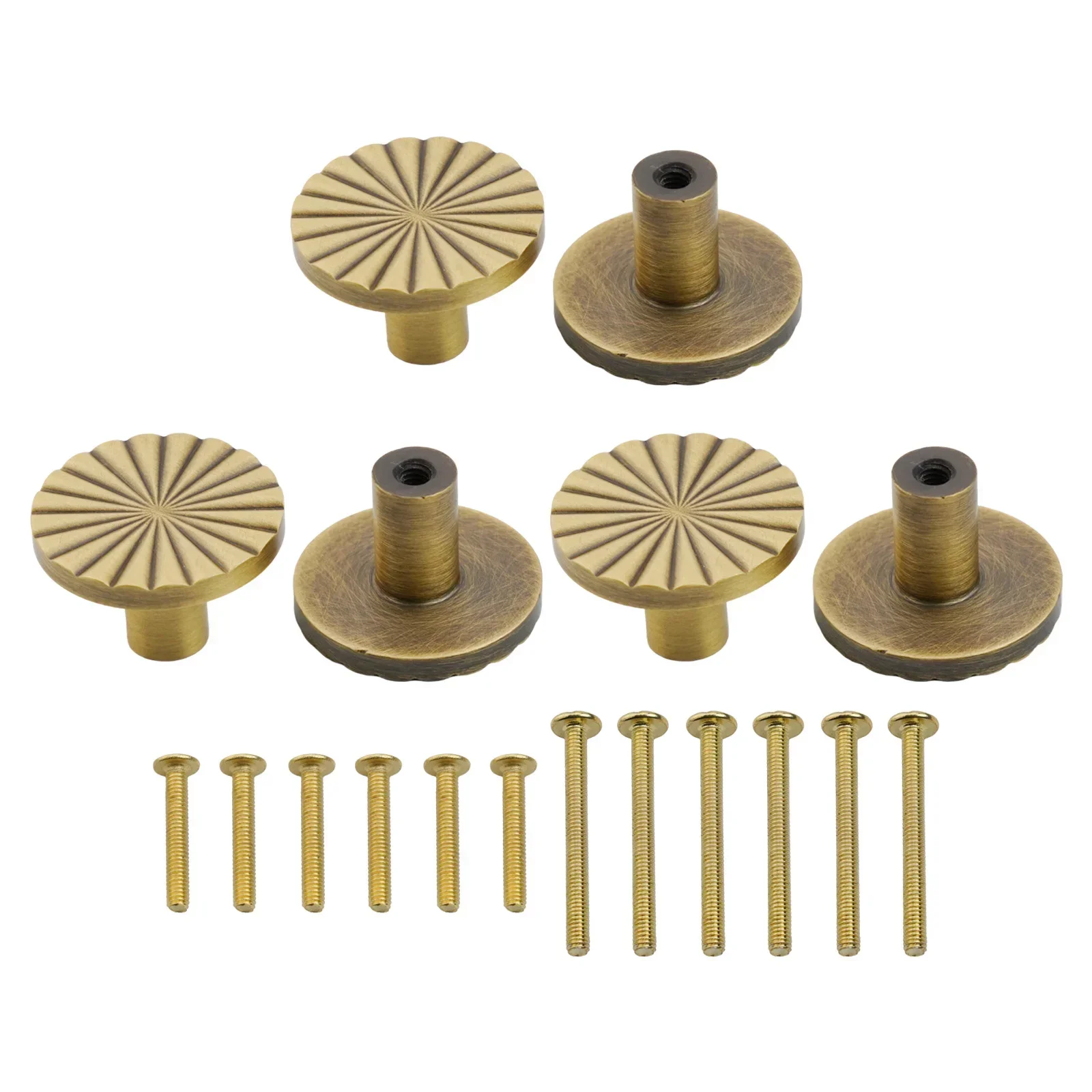 

Creative Home Element Antique Brass Cabinet Handles Flower Pattern Knobs Stable Quality Strong Zinc Alloy Comfortable Touch