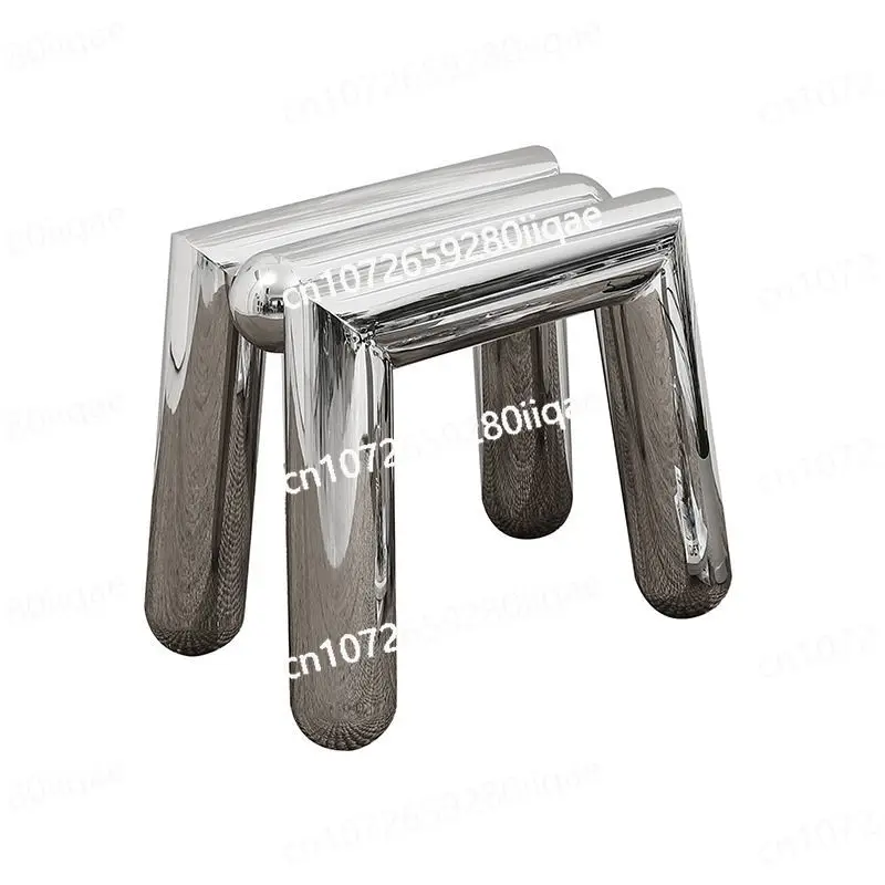 

Minimalist Footstool Stainless Steel Home Porch Shoe Changing Stools Living Room Low Stools Decorative Chair Display Stools