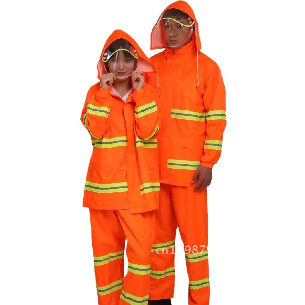 

Sanitation workers, orange cleaning workers, reflective rainproof clothing, split type raincoat and rain pants set