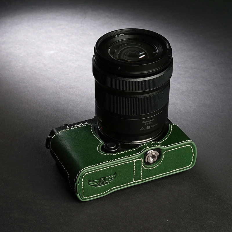 تصميم حقيبة كاميرا نصف حافظة مصنوعة يدويًا من الجلد الطبيعي لباناسونيك S9