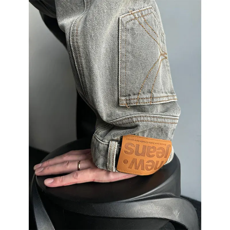 Inverted Design Denim Jacket For Men Deconstructed Niche Design Boxy Fit Jacket Street Trend Jacket Loose Coat