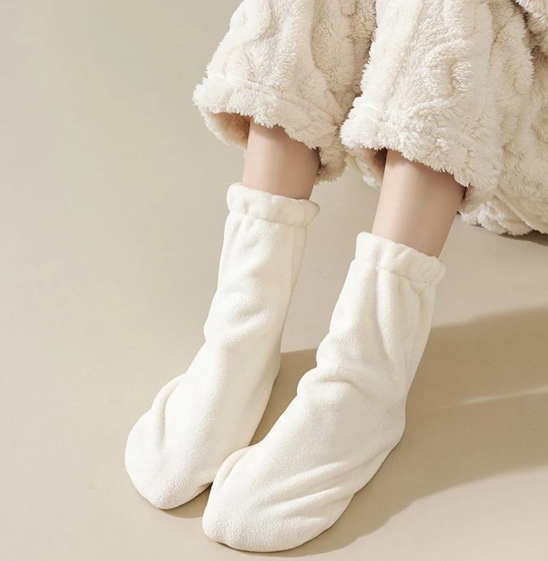 

Флисовые носки средней длины, толстые послеродовые носки из флиса, полотенце, носки-тапочки, 6 цветов для сна, рождественский подарок, зима